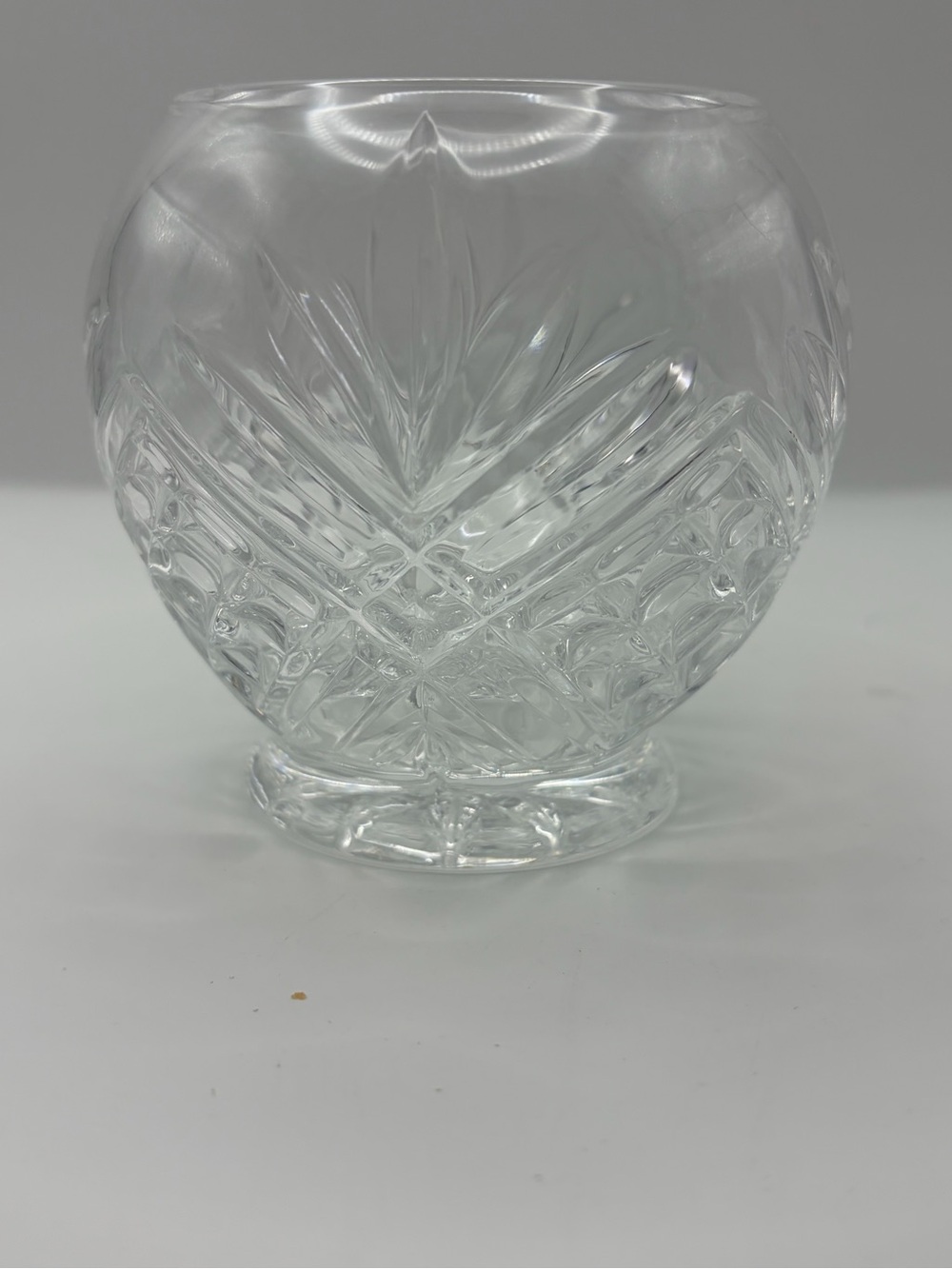 Vintage Hand Cut Lead Crystal Rose Bowl vase Pineapple and Star Pattern